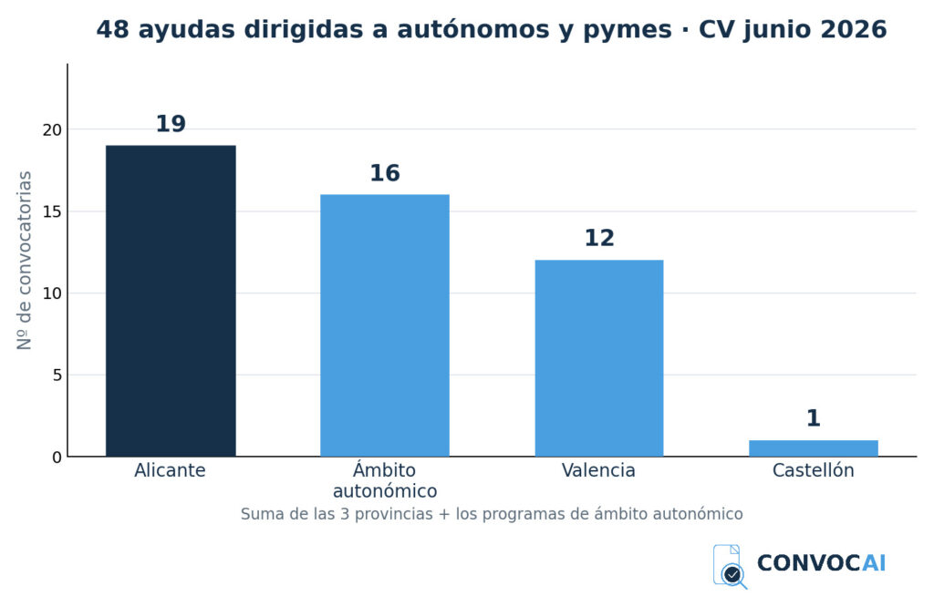 Convocatorias de subvenciones para autónomos y pymes en la Comunidad Valenciana en junio de 2026